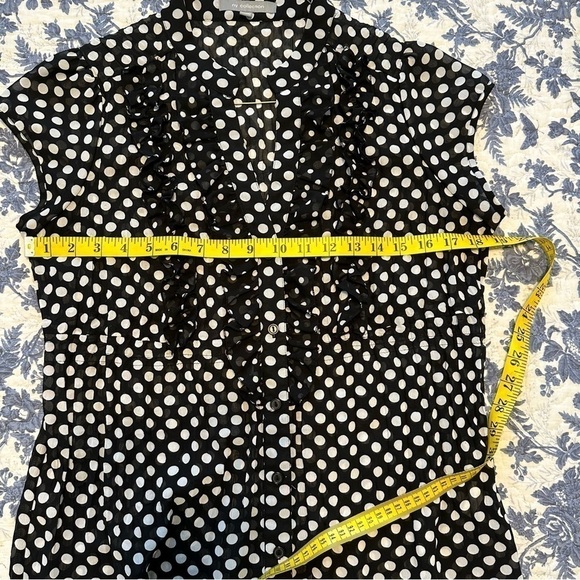 NY Collection Polka Dot Cap Sleeve V-Neck Button Down Tank w/ Ruffles Size M - Picture 9 of 10